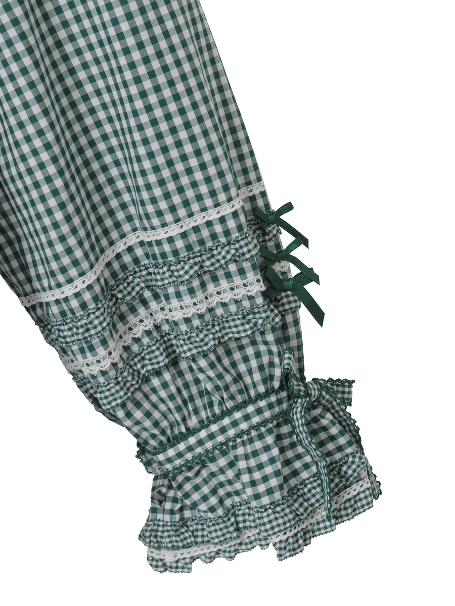 ギンガムチェックフード付きオーバーブラウス 詳細画像 チョコレート 10