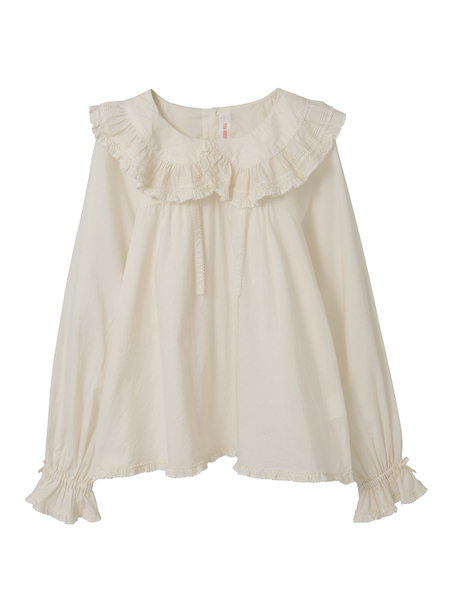 フリル襟付きローンブラウス