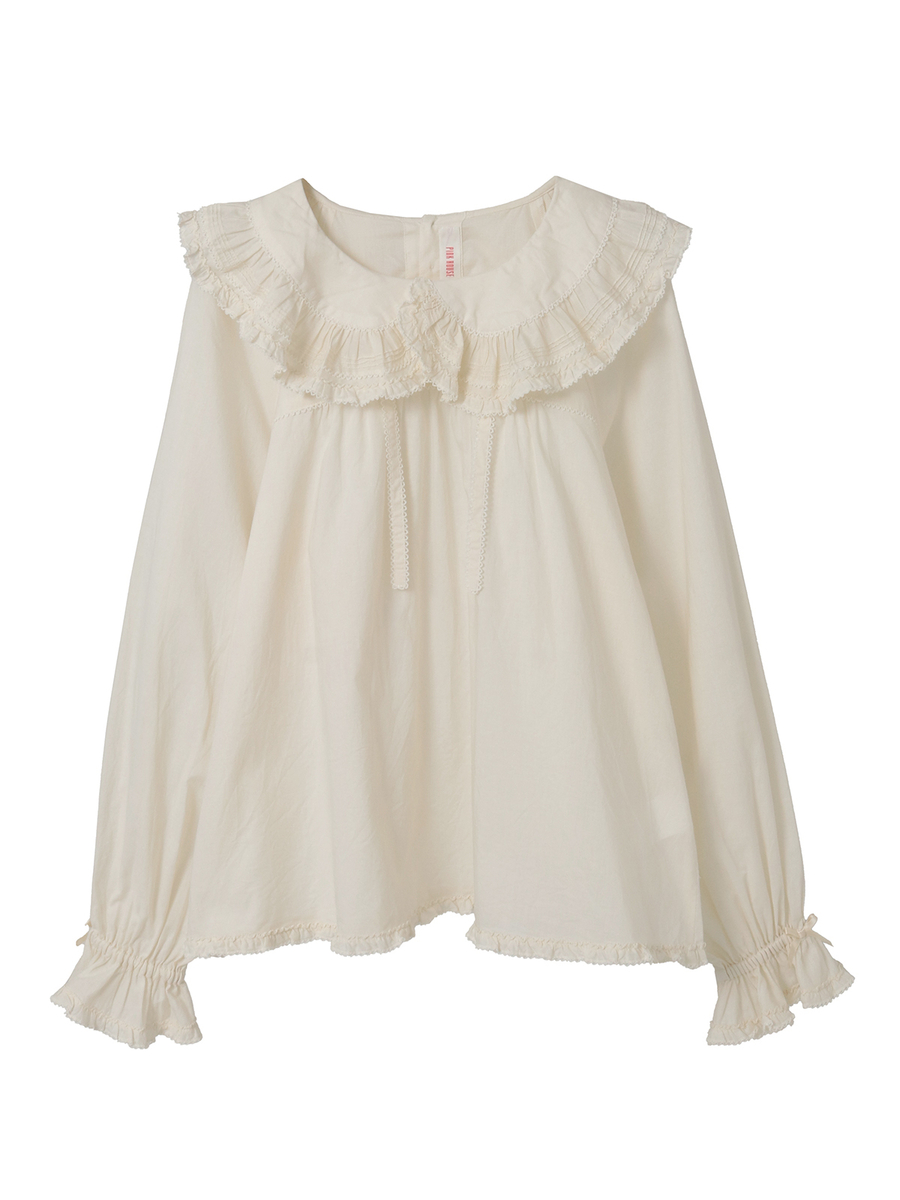 フリル襟付きローンブラウス 詳細画像 ベリーレッド 1