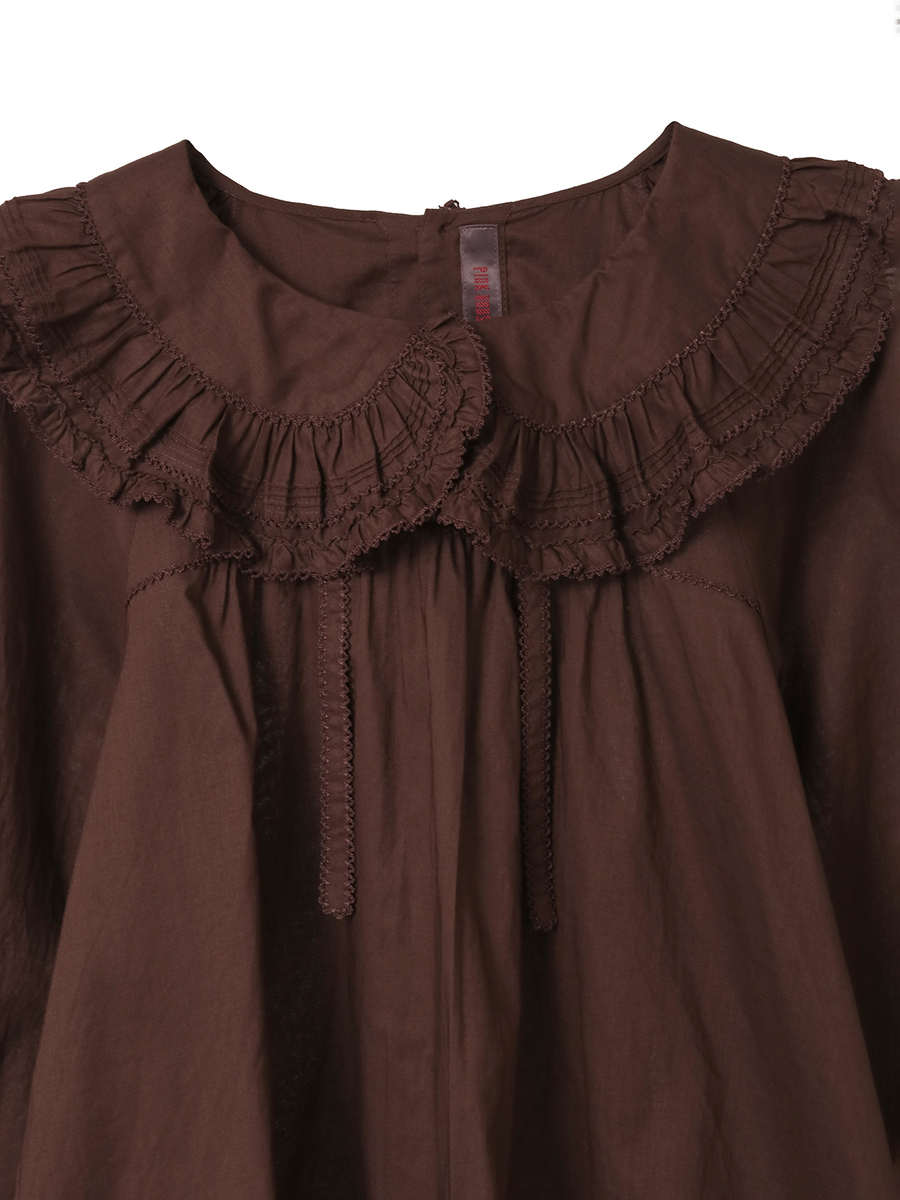 フリル襟付きローンブラウス 詳細画像 ベリーレッド 10