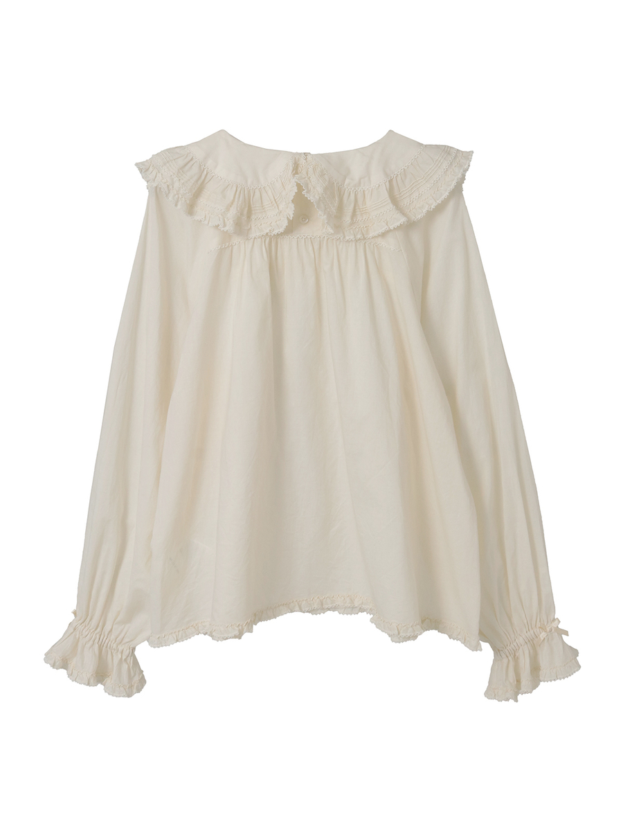 フリル襟付きローンブラウス 詳細画像 ベリーレッド 2