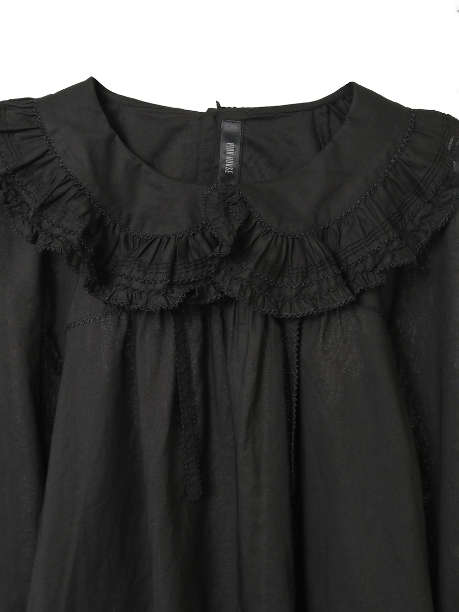 フリル襟付きローンブラウス 詳細画像 ベリーレッド 7