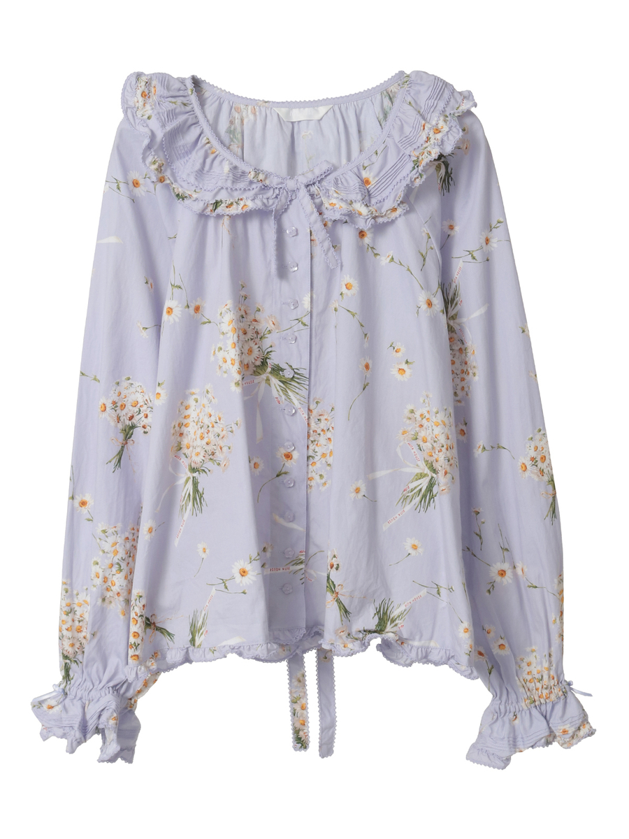 マーガレットブーケプリントブラウス 詳細画像 サックス 1