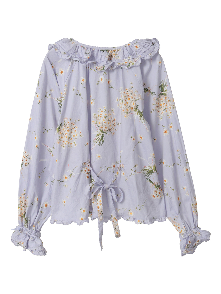 マーガレットブーケプリントブラウス 詳細画像 サックス 2