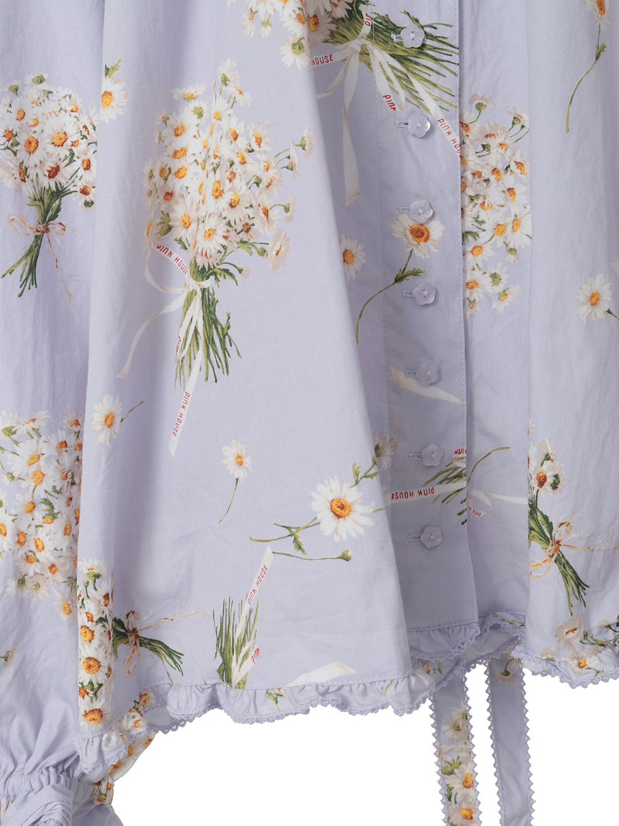 マーガレットブーケプリントブラウス 詳細画像 サックス 5