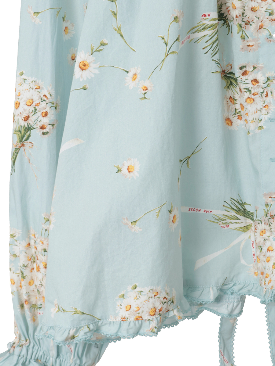 マーガレットブーケプリントブラウス 詳細画像 サックス 8