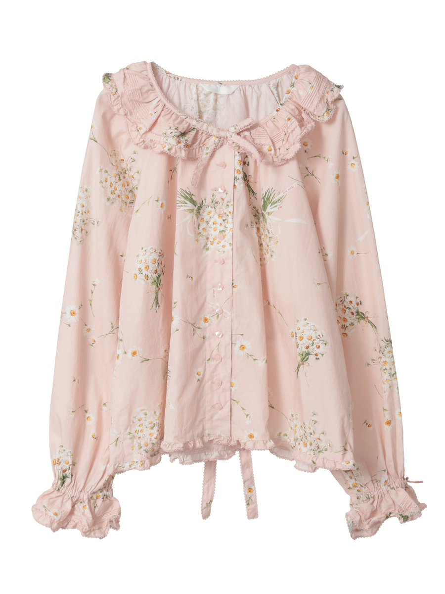 マーガレットブーケプリントブラウス 詳細画像 ピンク 1