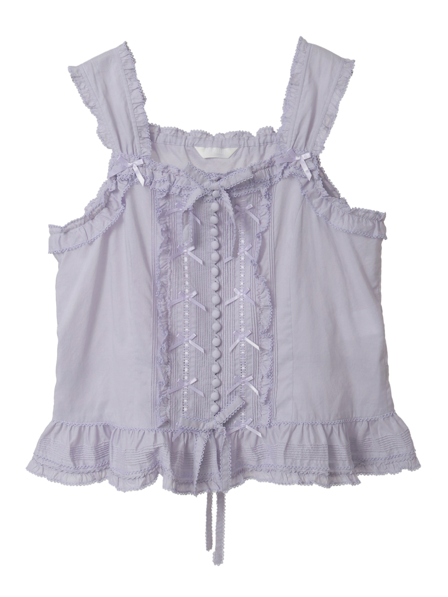 フリル使いローンキャミソールブラウス 詳細画像 ラベンダー 1