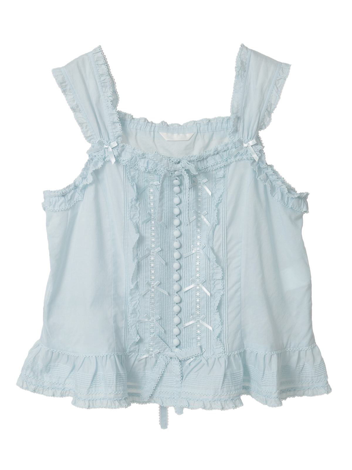 【新品未使用】ピンクハウス 薄荷 ピコフリル使い 綿ローンブラウス/2024年 PINK HOUSE（ピンクハウス） フリル使いローンキャミソールブラウス