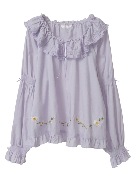 マーガレット刺繍使いローンブラウス