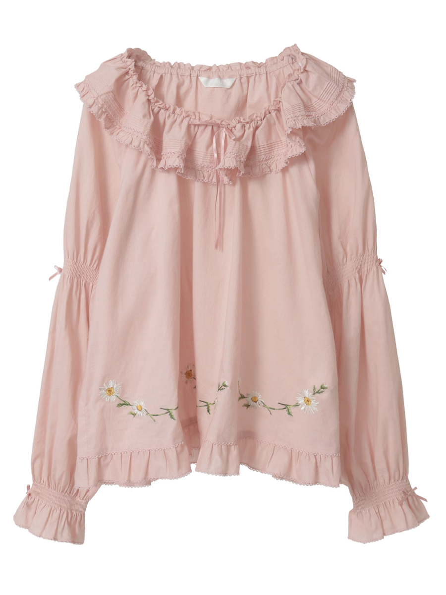 マーガレット刺繍使いローンブラウス 詳細画像 ピンク 1