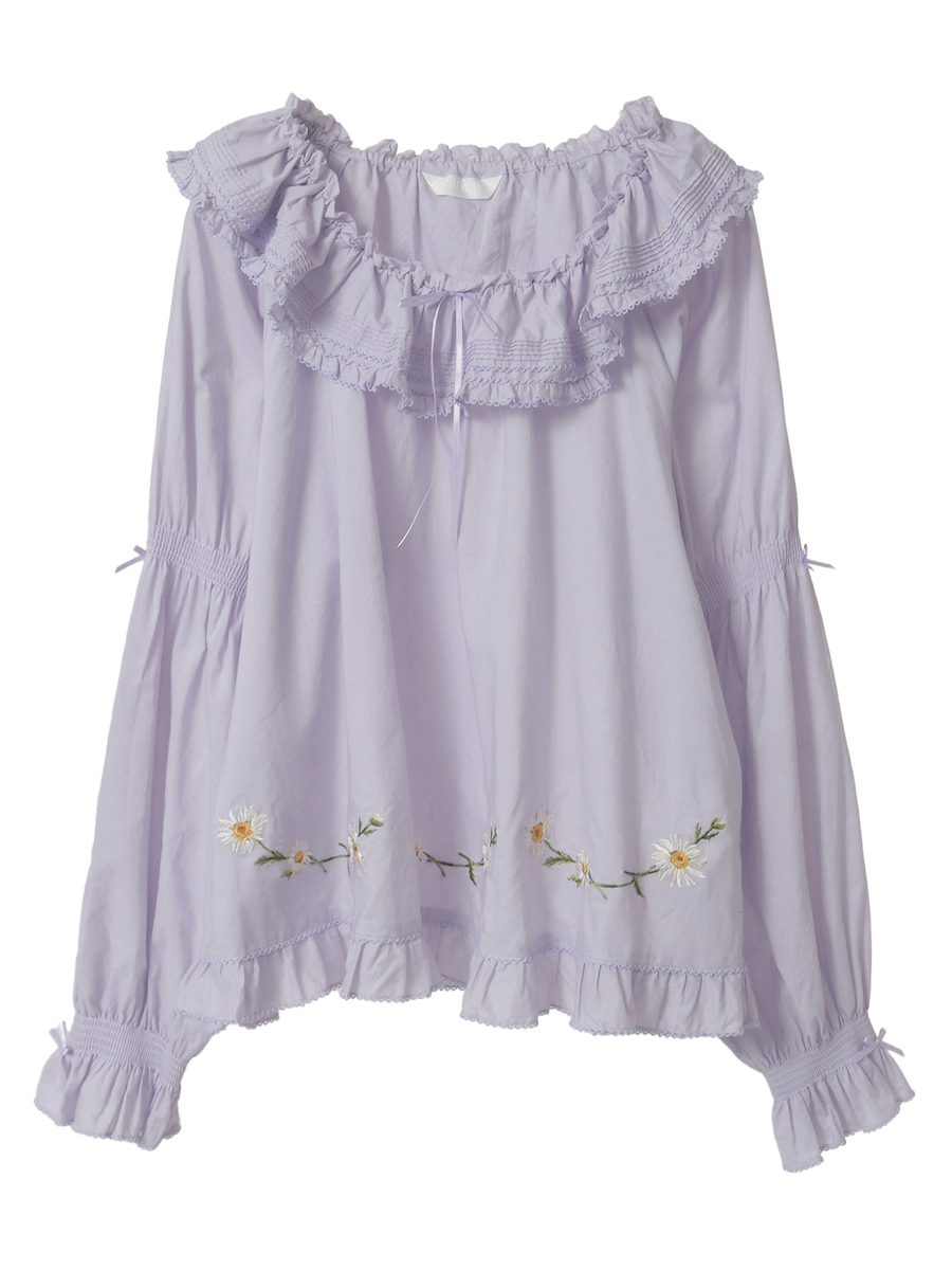 マーガレット刺繍使いローンブラウス 詳細画像 ラベンダー 1