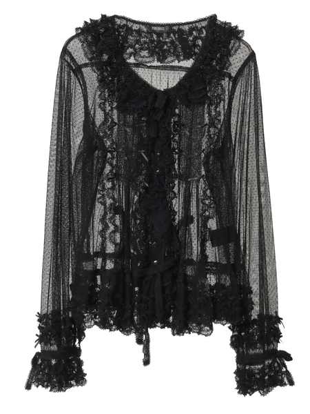 ドットチュールオーバーブラウス