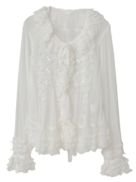 ドットチュールオーバーブラウス