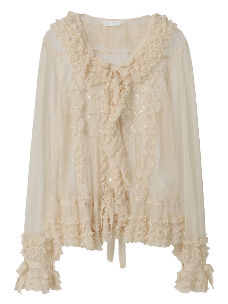 ドットチュールオーバーブラウス 詳細画像 クロ 1