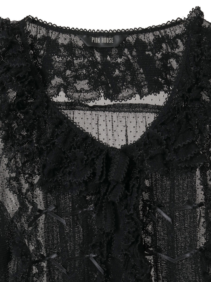 ドットチュールオーバーブラウス 詳細画像 クロ 7