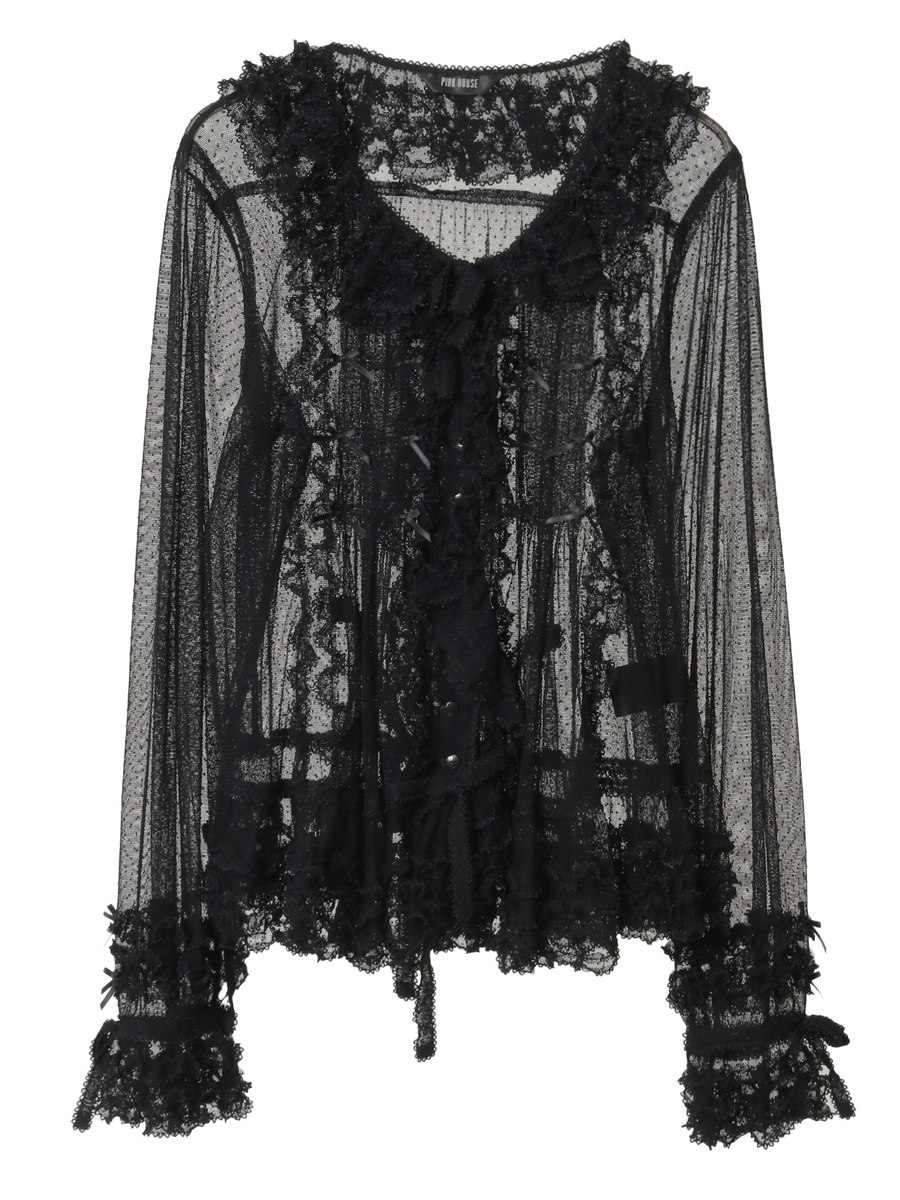 ドットチュールオーバーブラウス 詳細画像 クロ 1