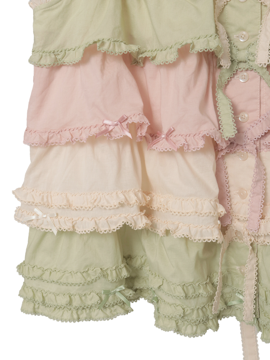 配色フリルノースリーブブラウス 詳細画像 キナリミックス系 5