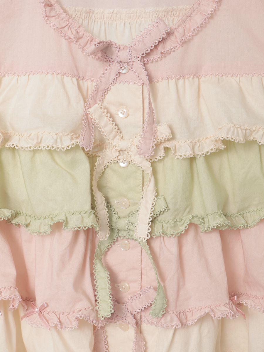 配色フリルノースリーブブラウス 詳細画像 キナリミックス系 6