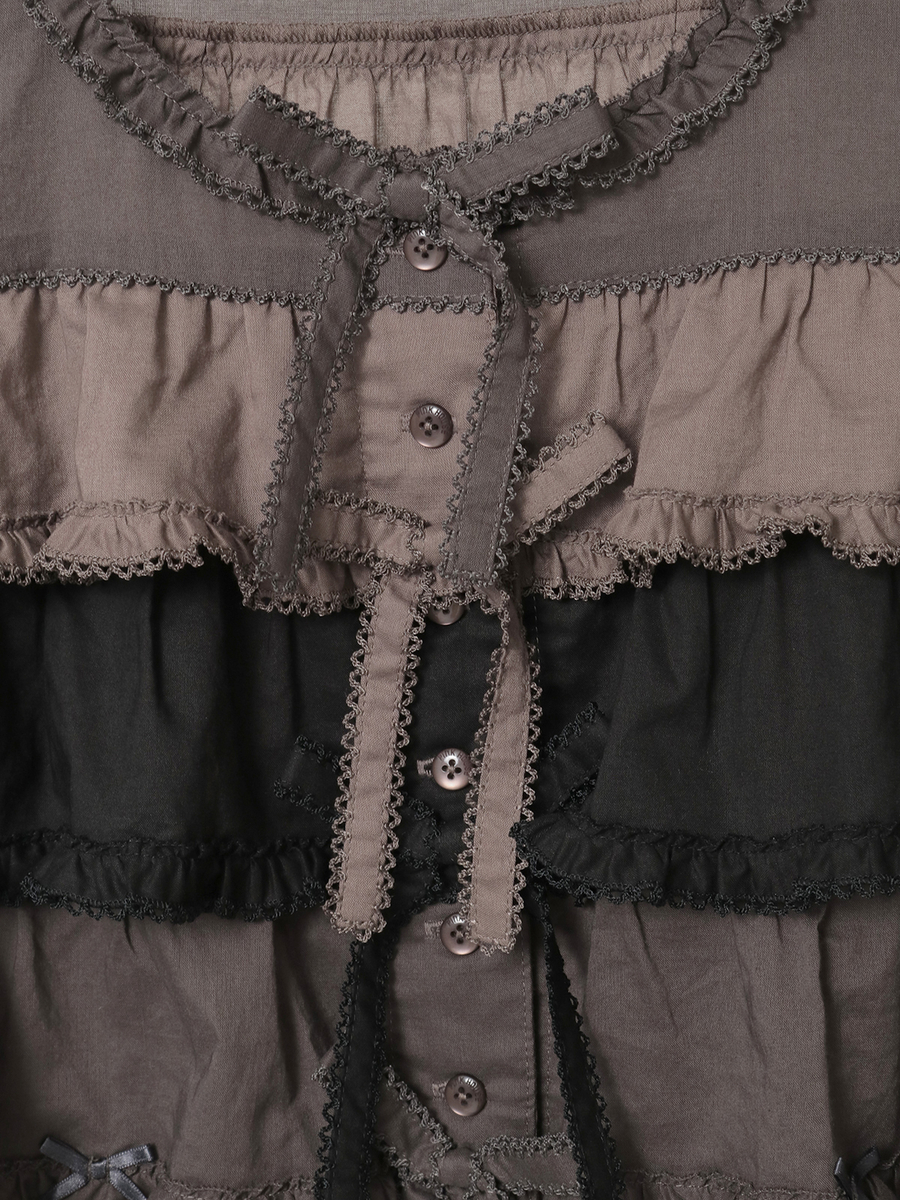 配色フリルノースリーブブラウス 詳細画像 キナリミックス系 8