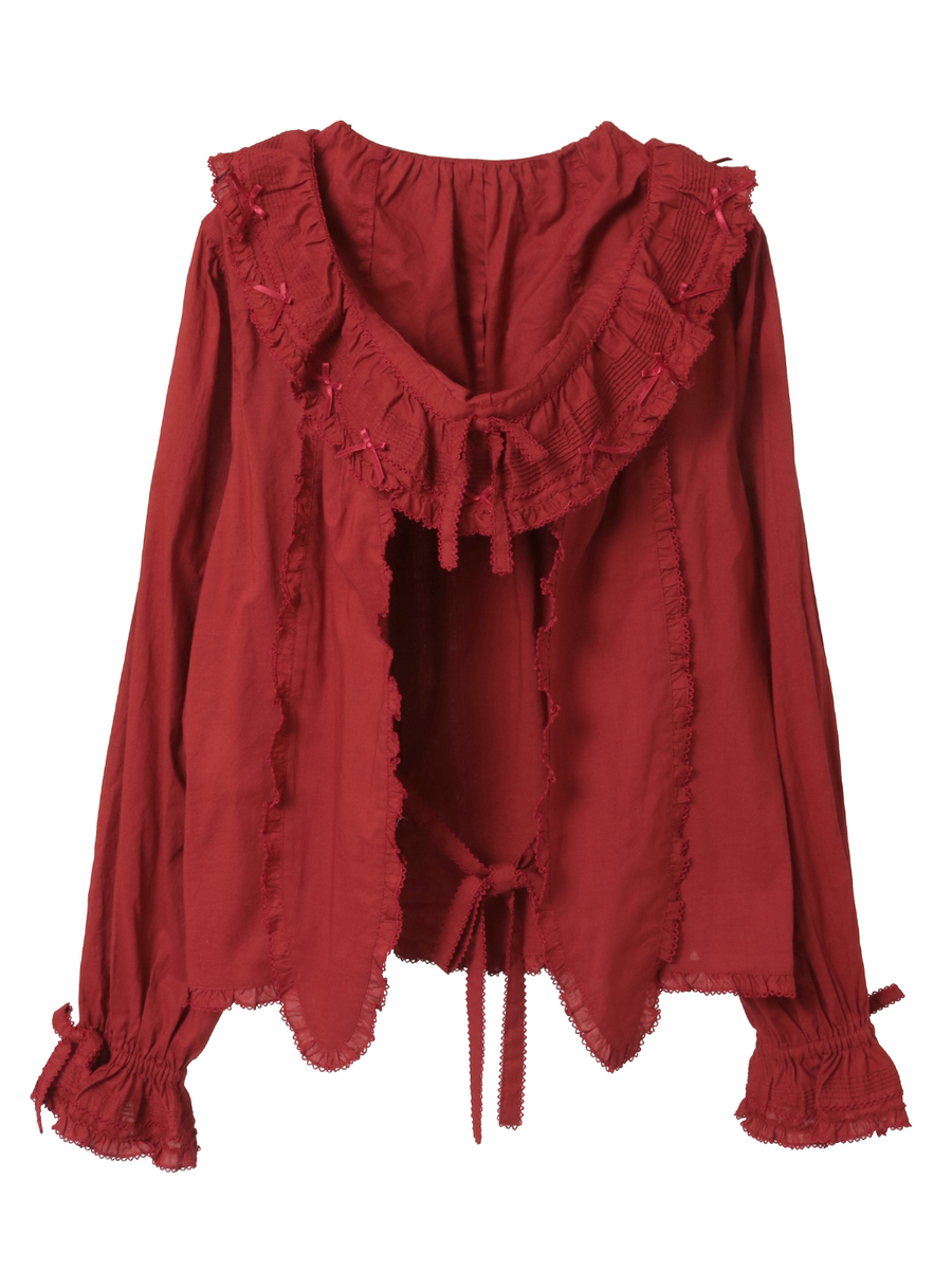 うさぎの耳フード付きローンブラウス 詳細画像 アカ 10