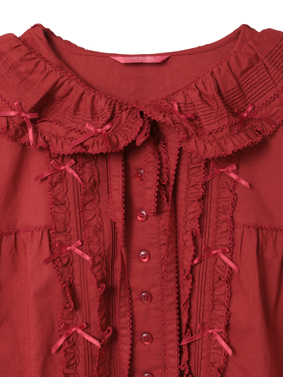 うさぎの耳フード付きローンブラウス 詳細画像 アカ 11