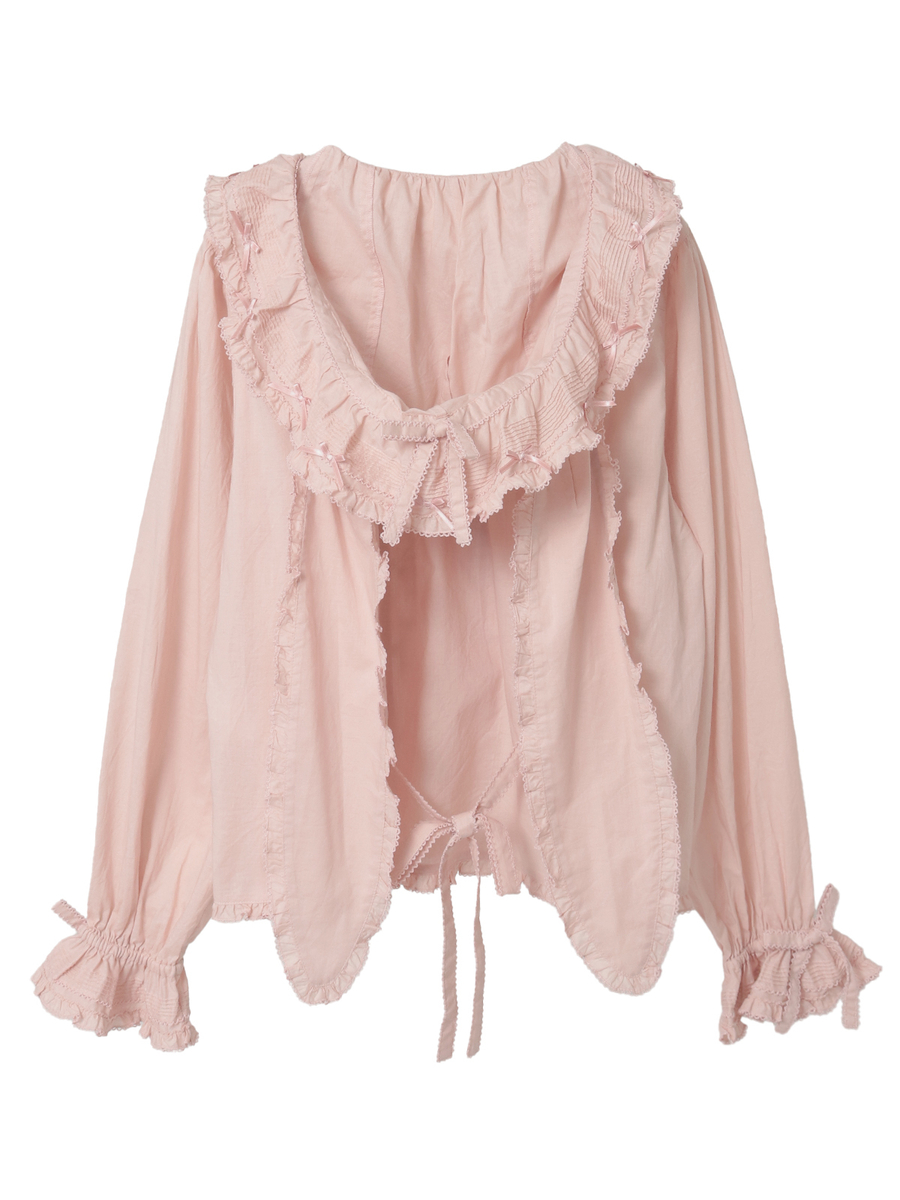 うさぎの耳フード付きローンブラウス 詳細画像 アカ 2