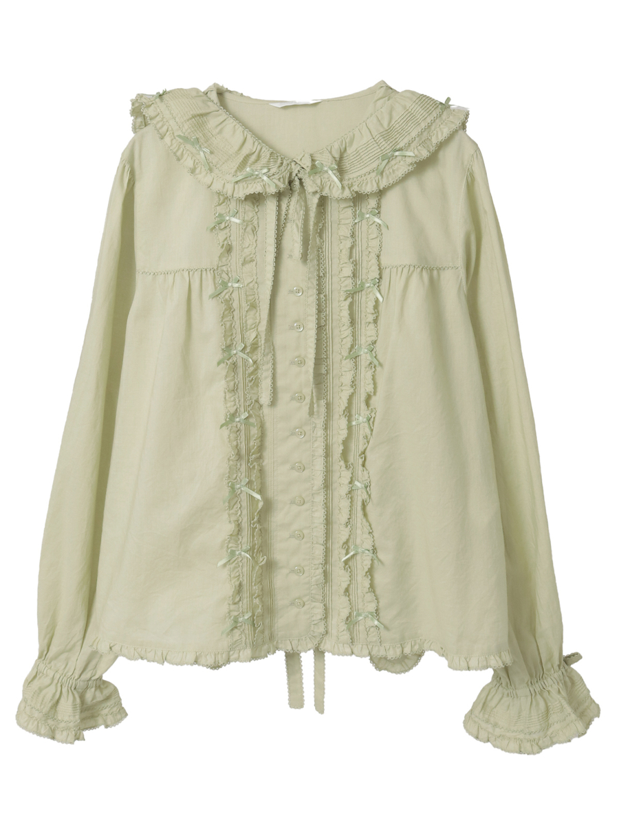 うさぎの耳フード付きローンブラウス 詳細画像 ハッカ 1