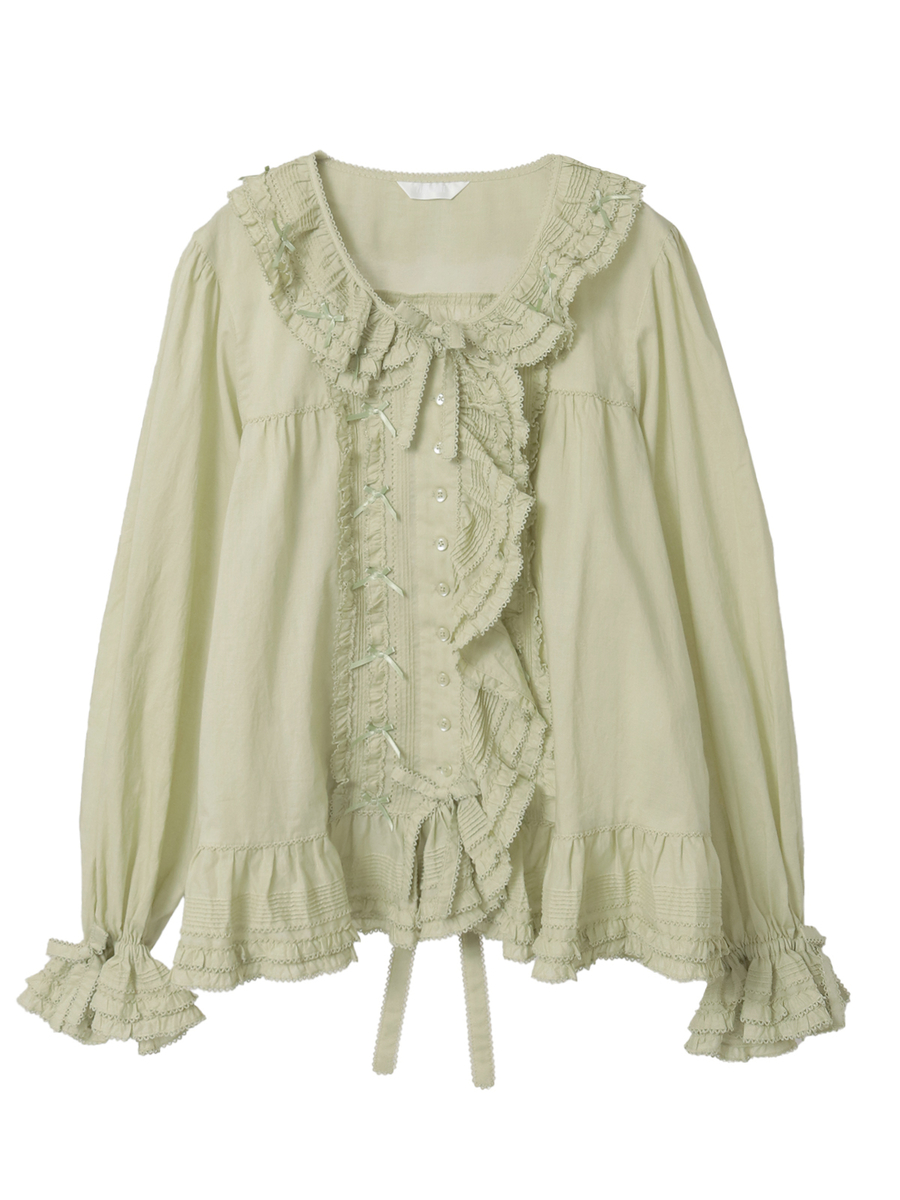 ローンフリル使いオーバーブラウス 詳細画像 アカ 1