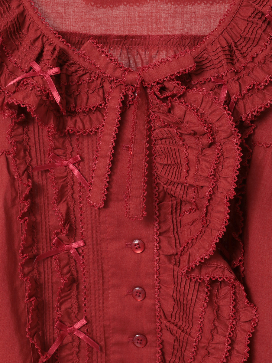 ローンフリル使いオーバーブラウス 詳細画像 アカ 14