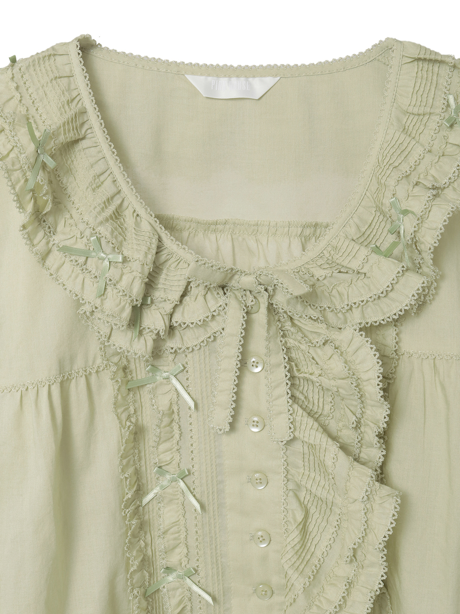 ローンフリル使いオーバーブラウス 詳細画像 アカ 3