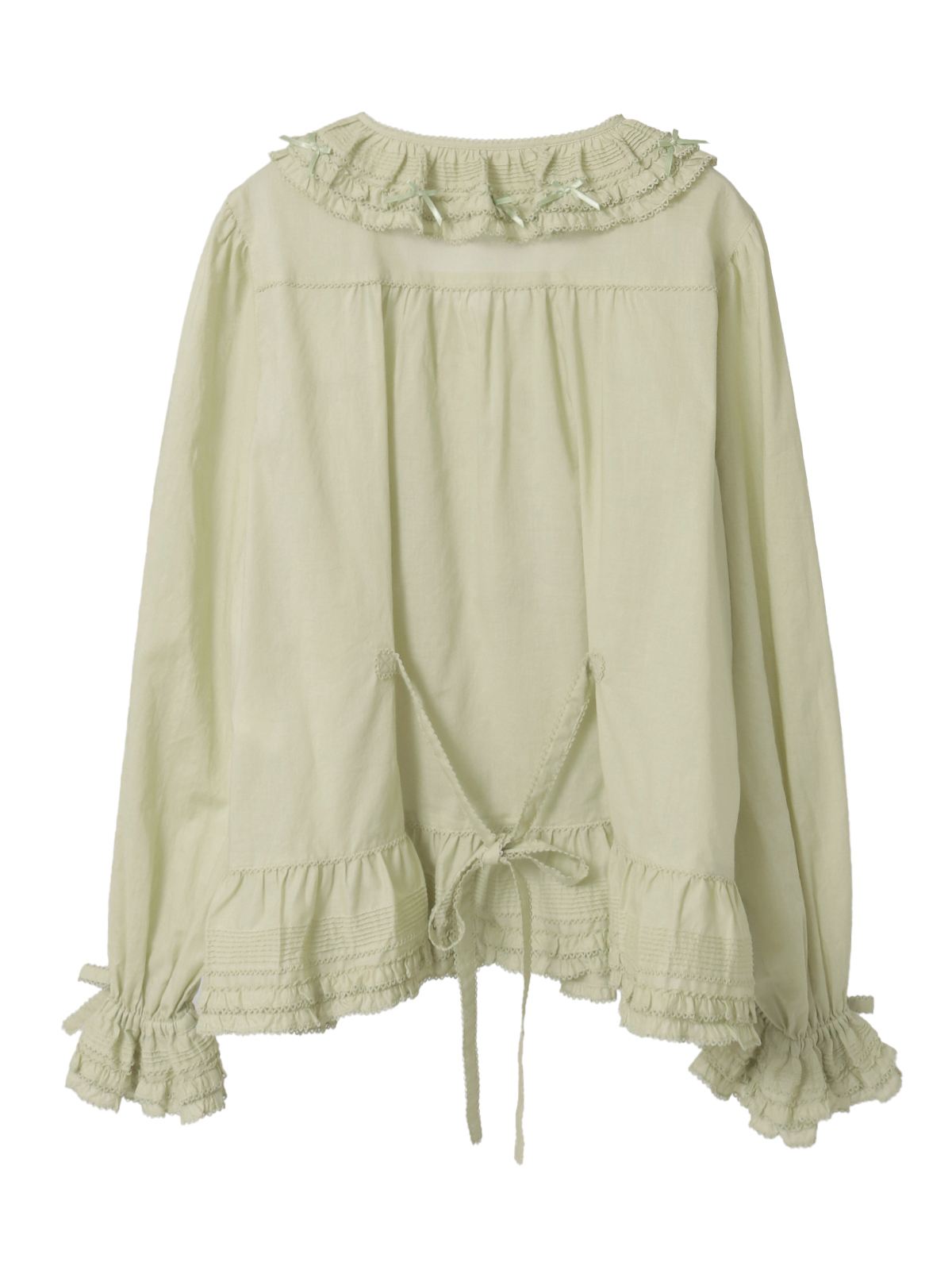 【新品未使用】ピンクハウス 薄荷 ピコフリル使い 綿ローンブラウス/2024年 ピンクハウス 白 ピコフリル使い 綿ローンブラウス/2024年