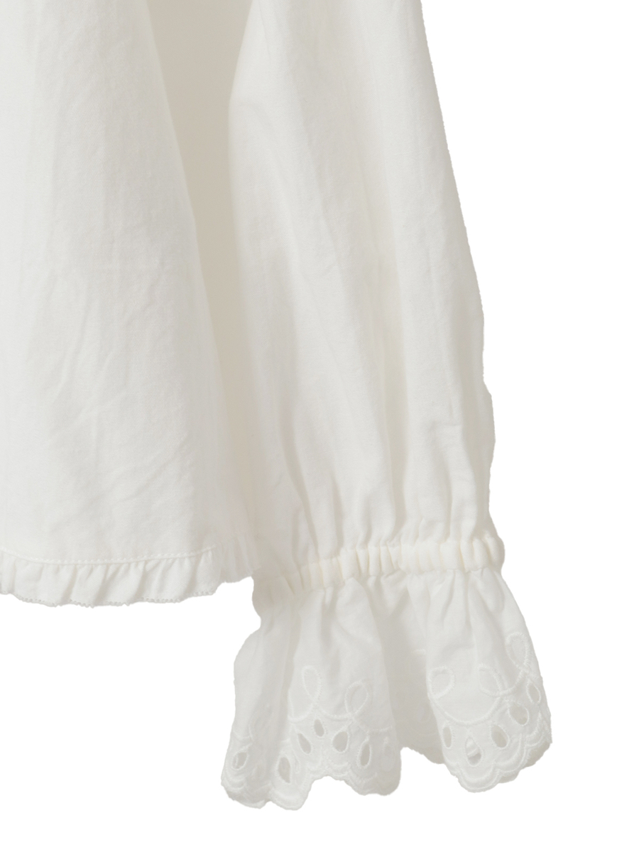 スカラップレース使いダンガリーブラウス 詳細画像 シロ 10