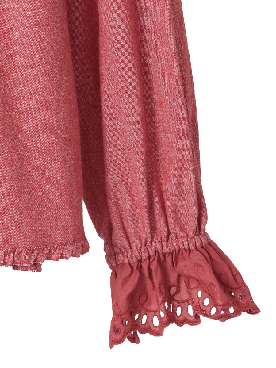 スカラップレース使いダンガリーブラウス 詳細画像 シロ 12