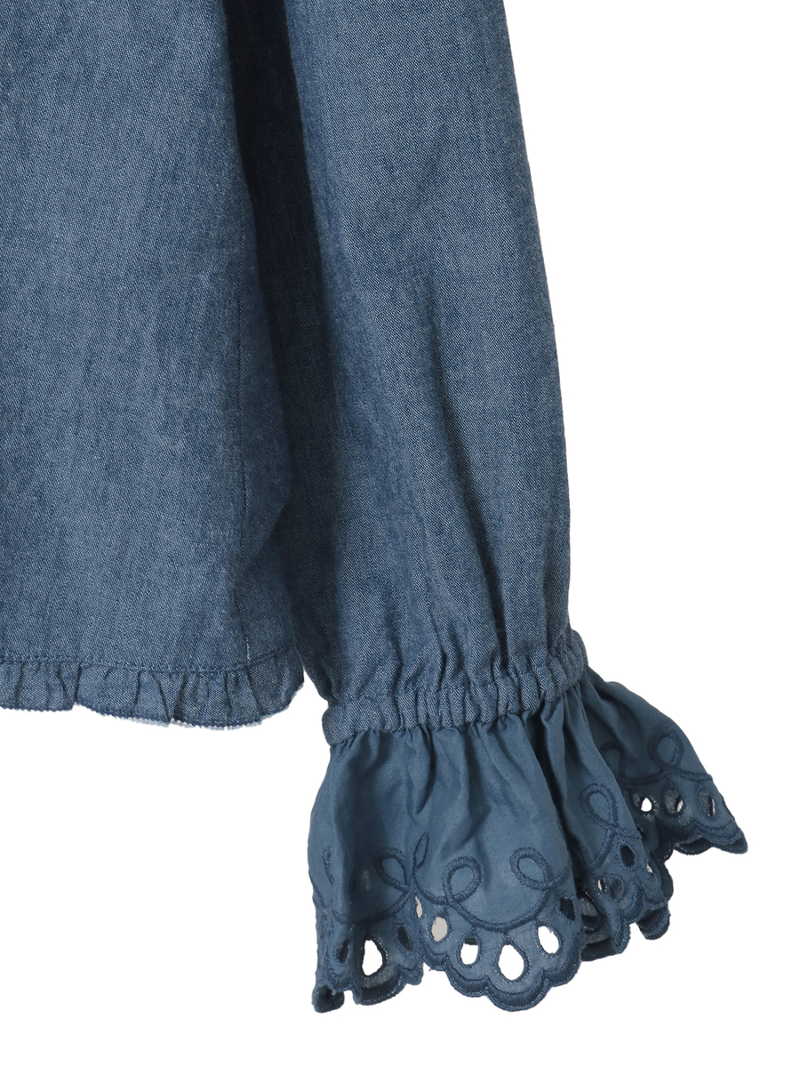 スカラップレース使いダンガリーブラウス 詳細画像 シロ 16