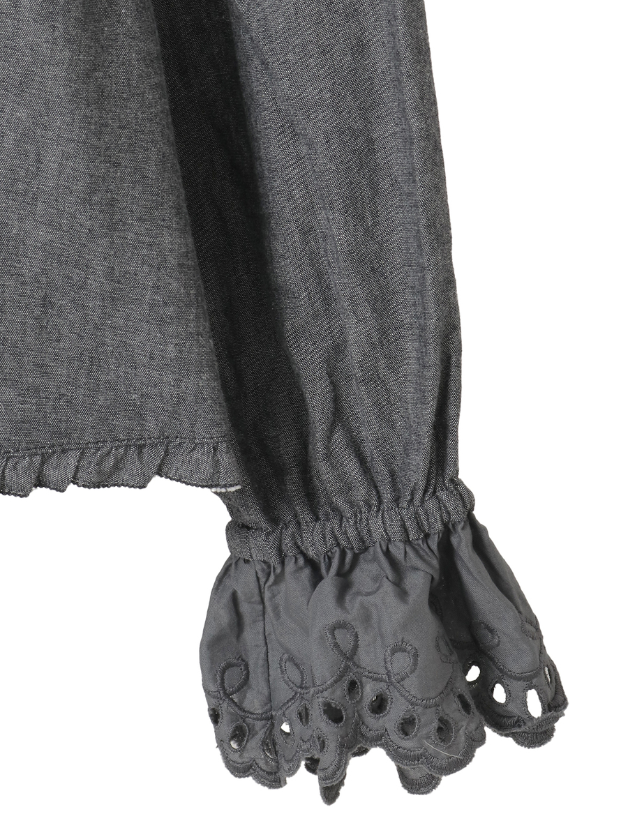 スカラップレース使いダンガリーブラウス 詳細画像 シロ 8