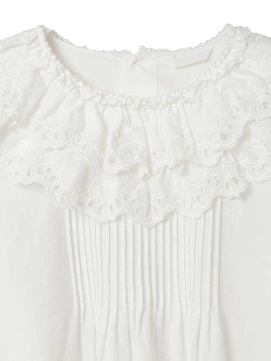 スカラップレース使いダンガリーブラウス 詳細画像 シロ 9
