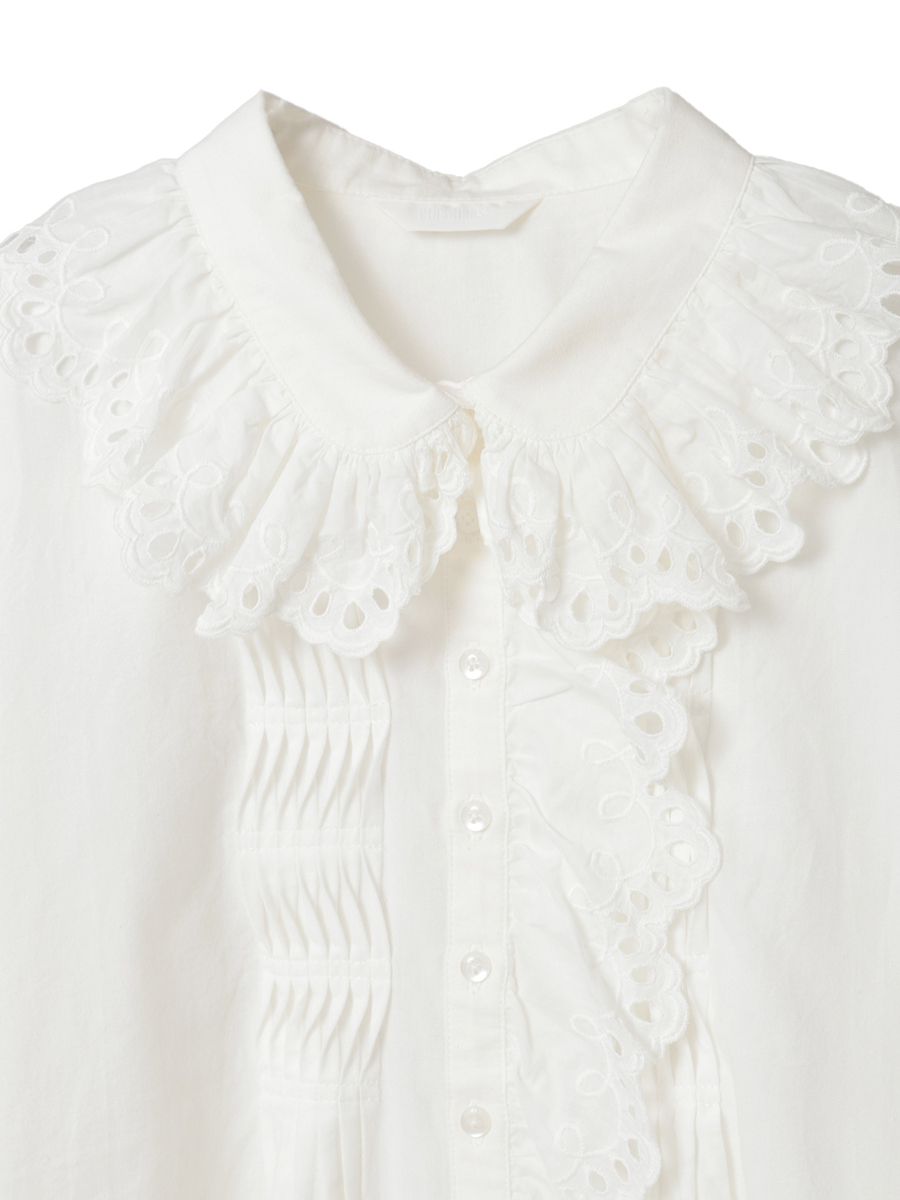 スカラップレース使いダンガリーシャツブラウス 詳細画像 クロ 11