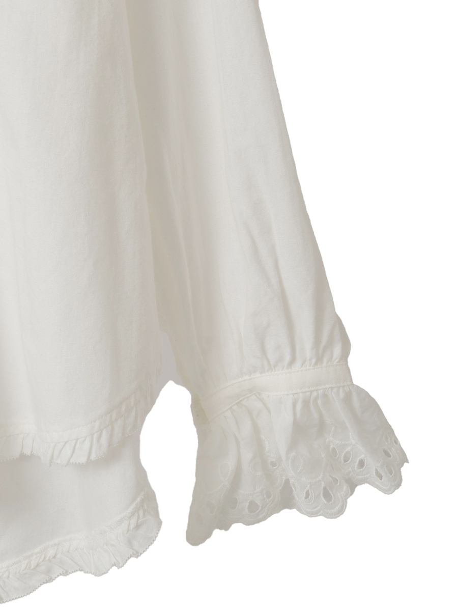 スカラップレース使いダンガリーシャツブラウス 詳細画像 クロ 13