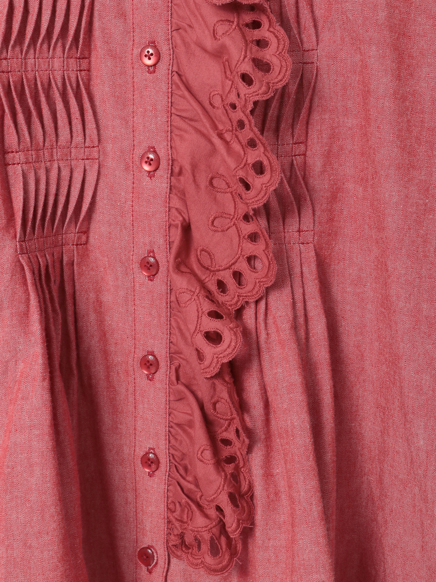 スカラップレース使いダンガリーシャツブラウス 詳細画像 クロ 15