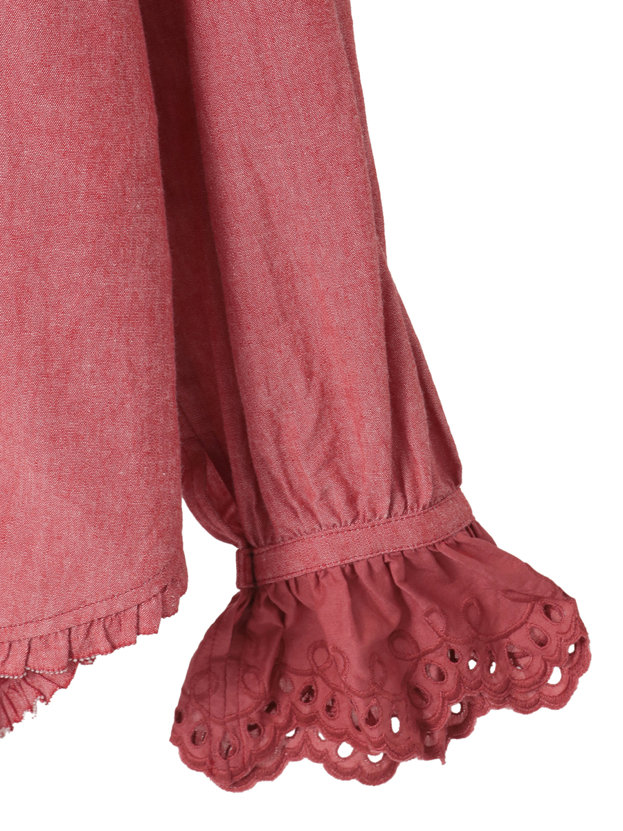 スカラップレース使いダンガリーシャツブラウス 詳細画像 クロ 16