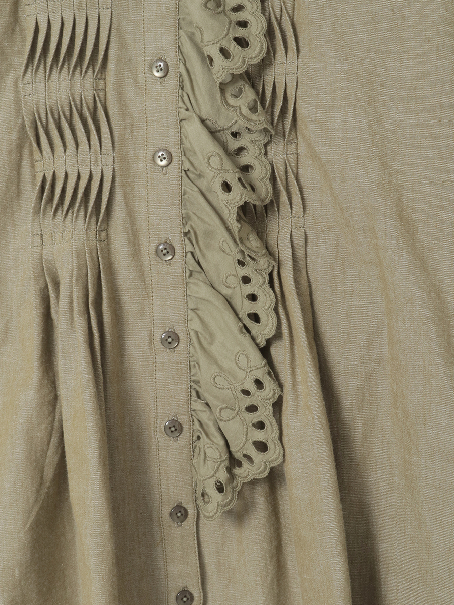 スカラップレース使いダンガリーシャツブラウス 詳細画像 クロ 21