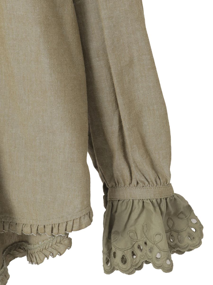 スカラップレース使いダンガリーシャツブラウス 詳細画像 クロ 22