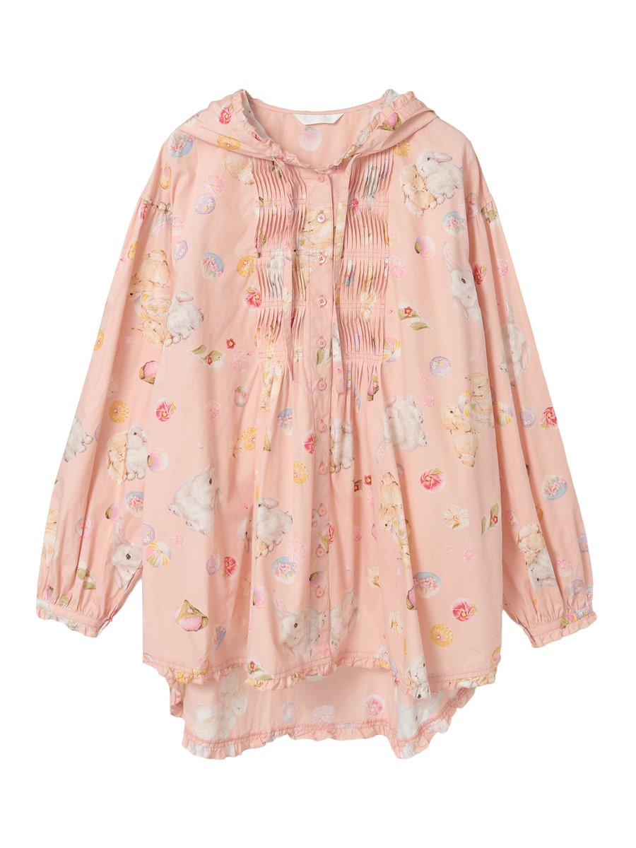 幸見うさぎプリントフードブラウス 詳細画像 ピンク 1