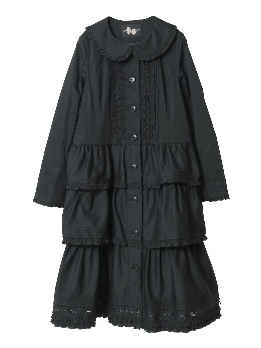 フリル使いティアードコート 詳細画像 クロ 1