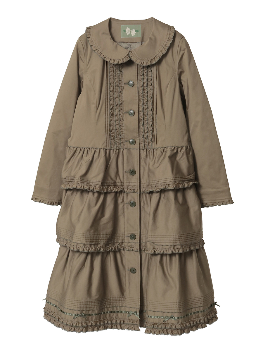 フリル使いティアードコート 詳細画像 カーキ 1