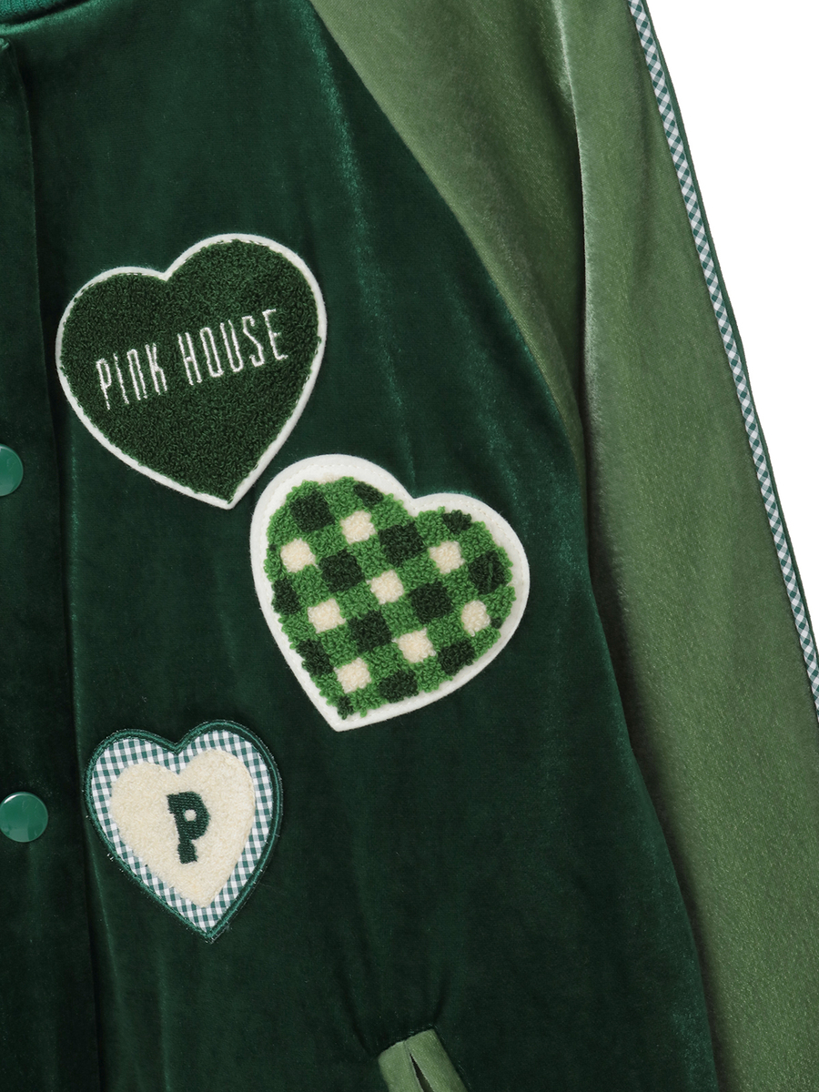ハートワッペン使いベロアブルゾン 詳細画像 グリーン 12