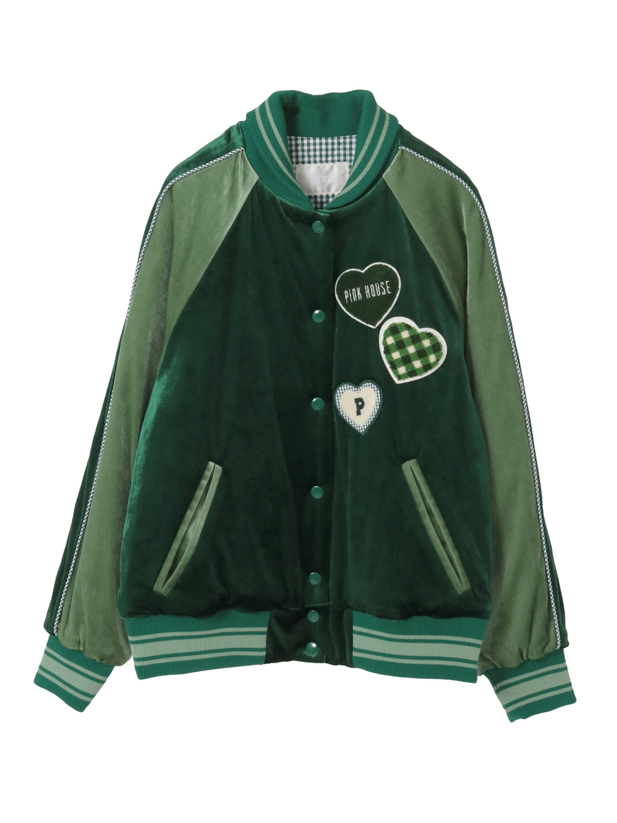 ハートワッペン使いベロアブルゾン 詳細画像 グリーン 1