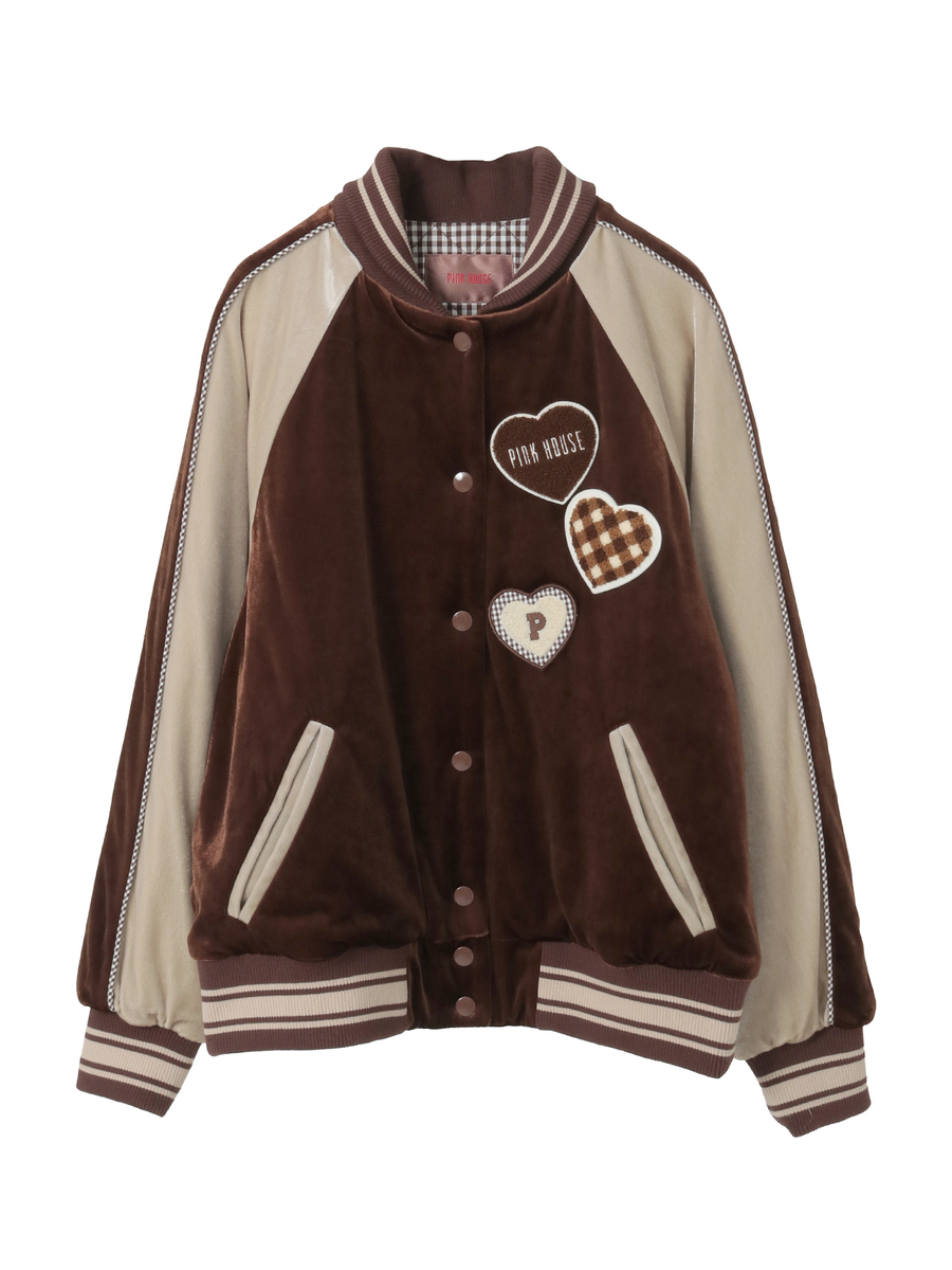ハートワッペン使いベロアブルゾン 詳細画像 チョコレート 1