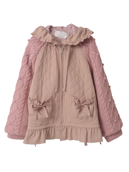 ニット袖付きキルティングブルゾン